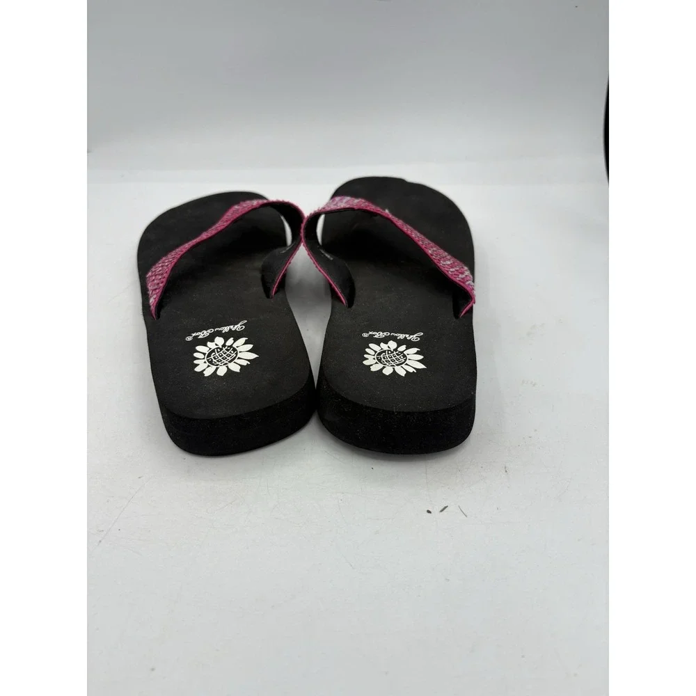Yellow‎ Box Sandals Womens Size 7.5 Chiles Sequin Pink Bla Thong Slide Flip Flop